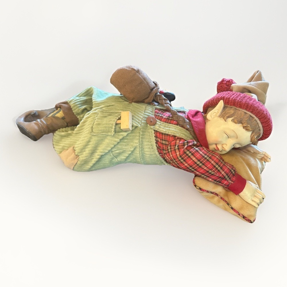 Vintage Costco Napping Sleeping Elf Christmas Figurines Santa's Helper Toys